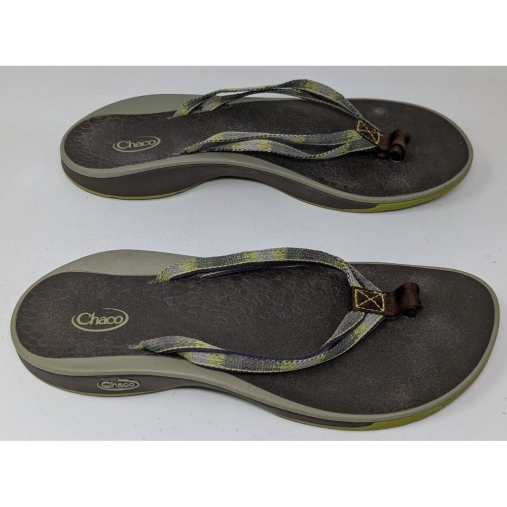 Chaco Playa Pro Flip Flops Women's Size 8 Thong Sandals Brown Green Y2K Vintage